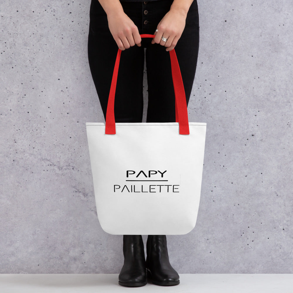 Tote bag Papy Paillette Blanc