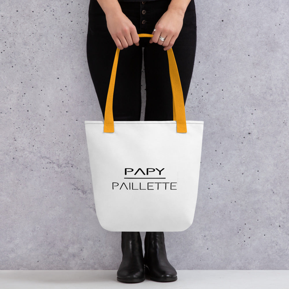 Tote bag Papy Paillette Blanc