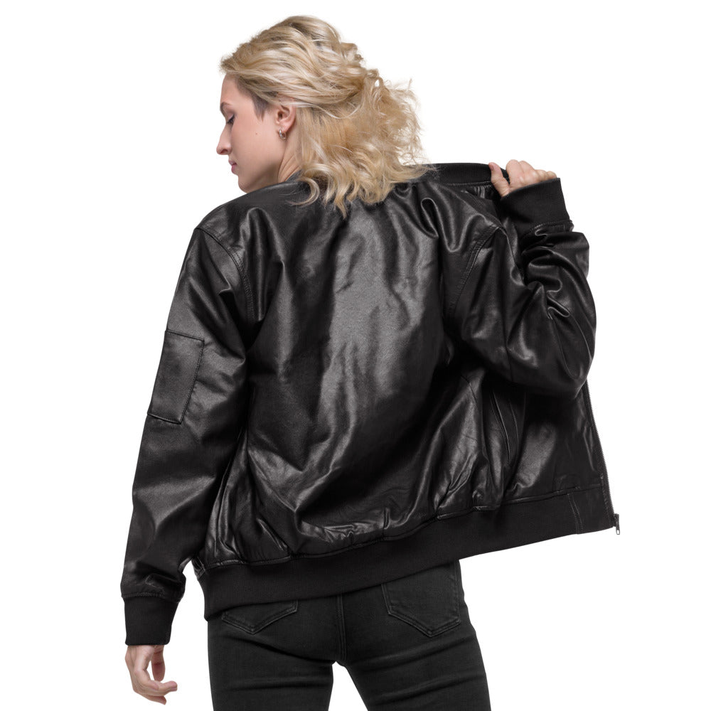 Veste Bomber en cuir Femme Brodé Papy Paillette (+1 Couleur)