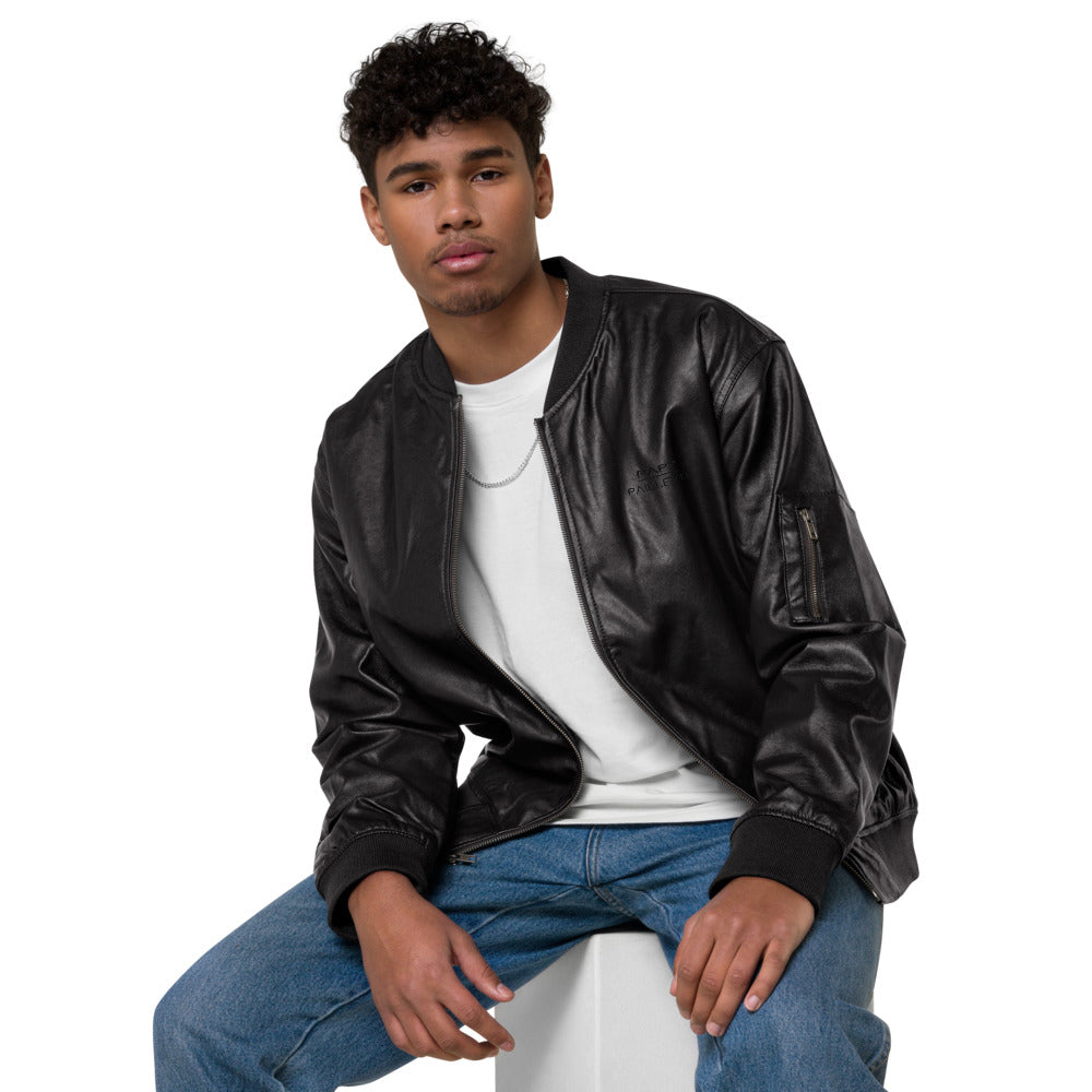 Veste Bomber en cuir Papy Paillette (Existe aussi en Noir)