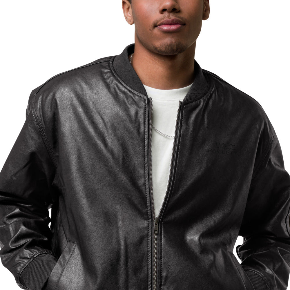 Veste Bomber en cuir Papy Paillette (Existe aussi en Noir)