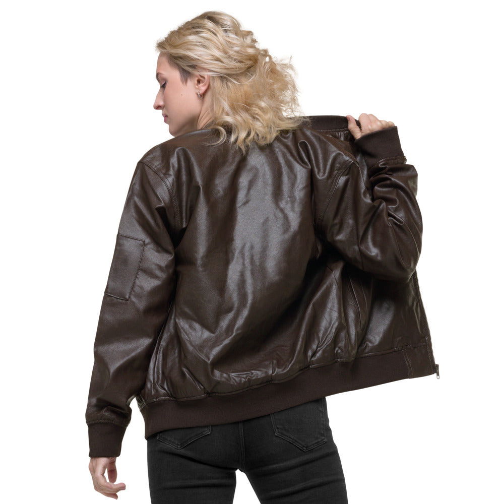 Veste Bomber en cuir Femme Brodé Papy Paillette (+1 Couleur)