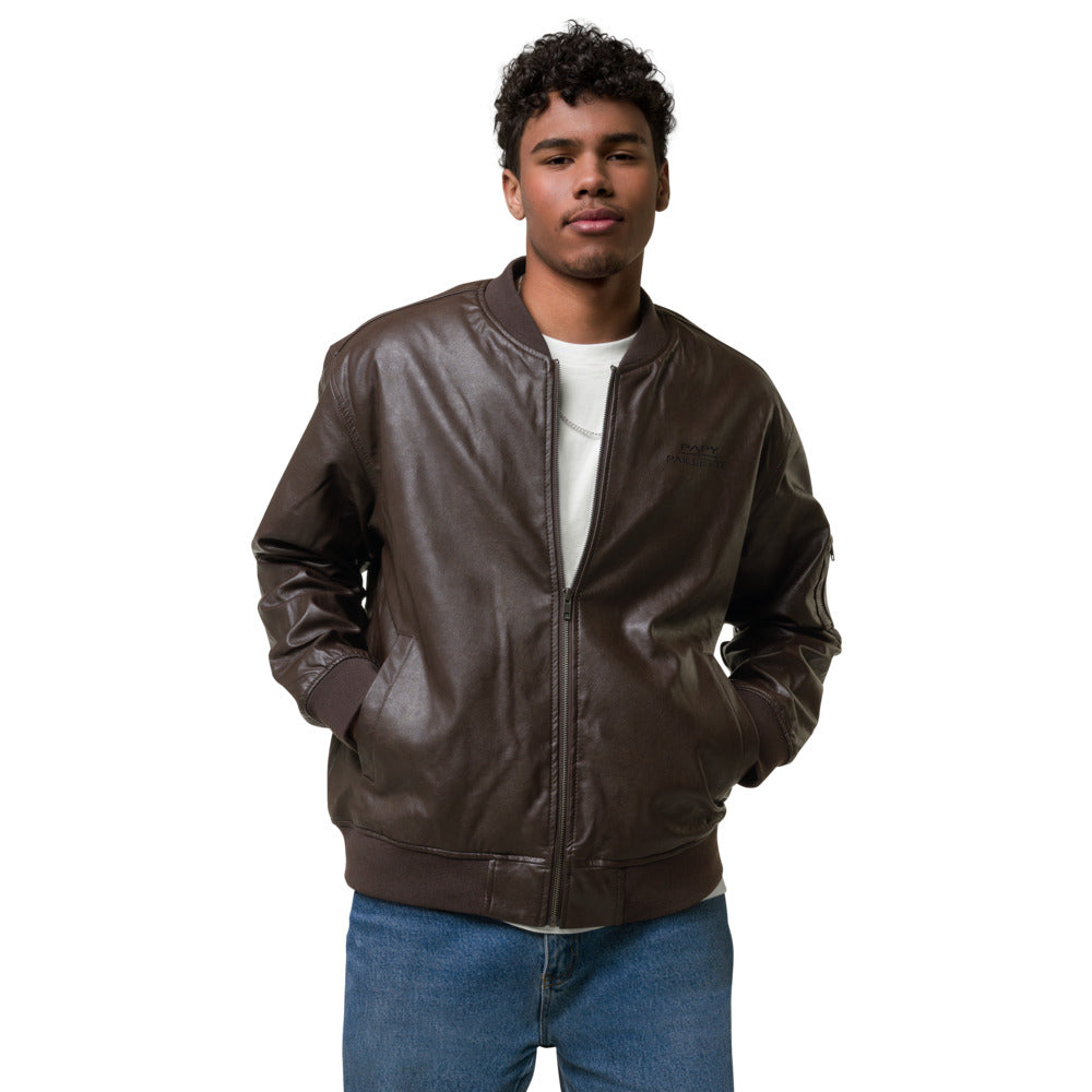 Veste Bomber en cuir Papy Paillette (Existe aussi en Noir)