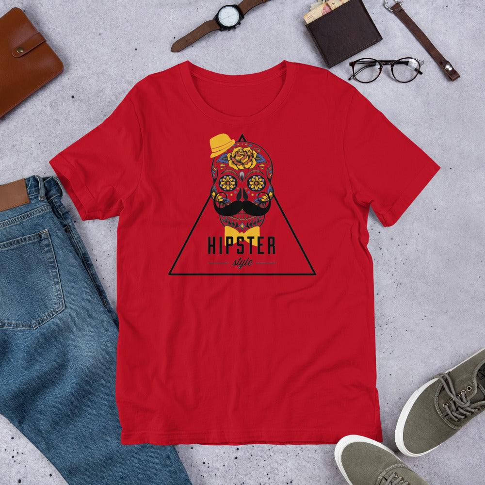 T-Shirt à manches courtes Hipster Skull (+12 Couleurs)