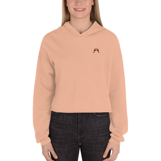 Sweat à Capuche Crop-Top brodé Femme Wine (+2 Couleurs)