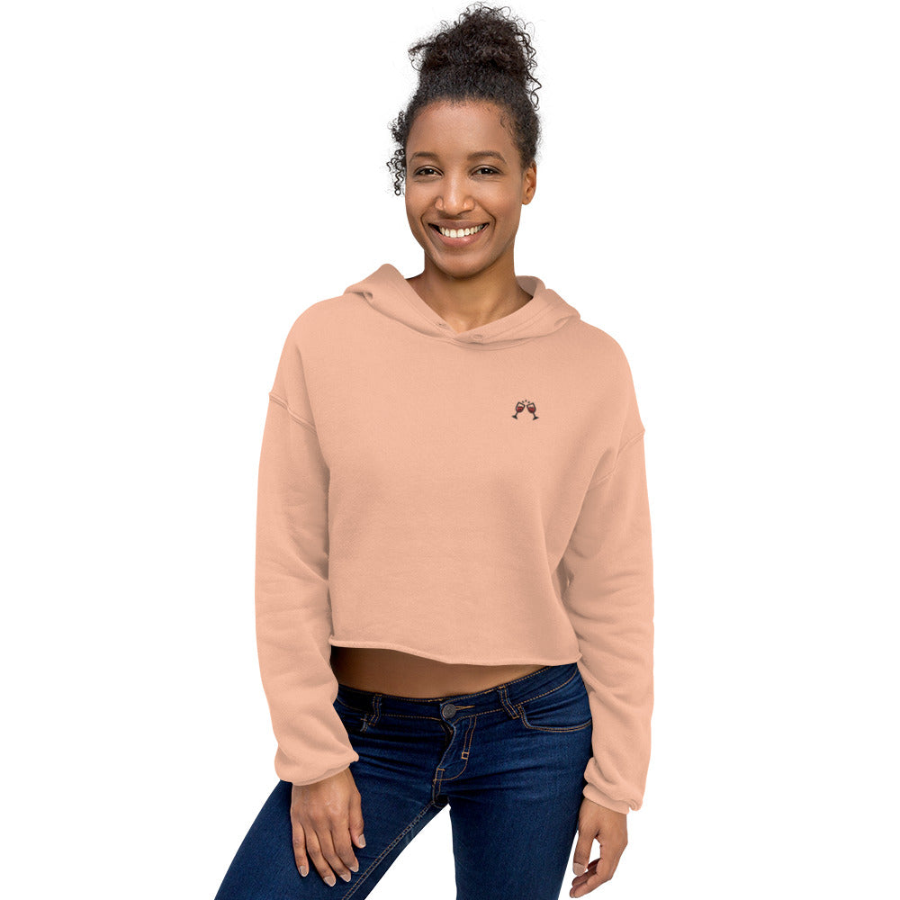 Sweat à Capuche Crop-Top brodé Femme Wine (+2 Couleurs)