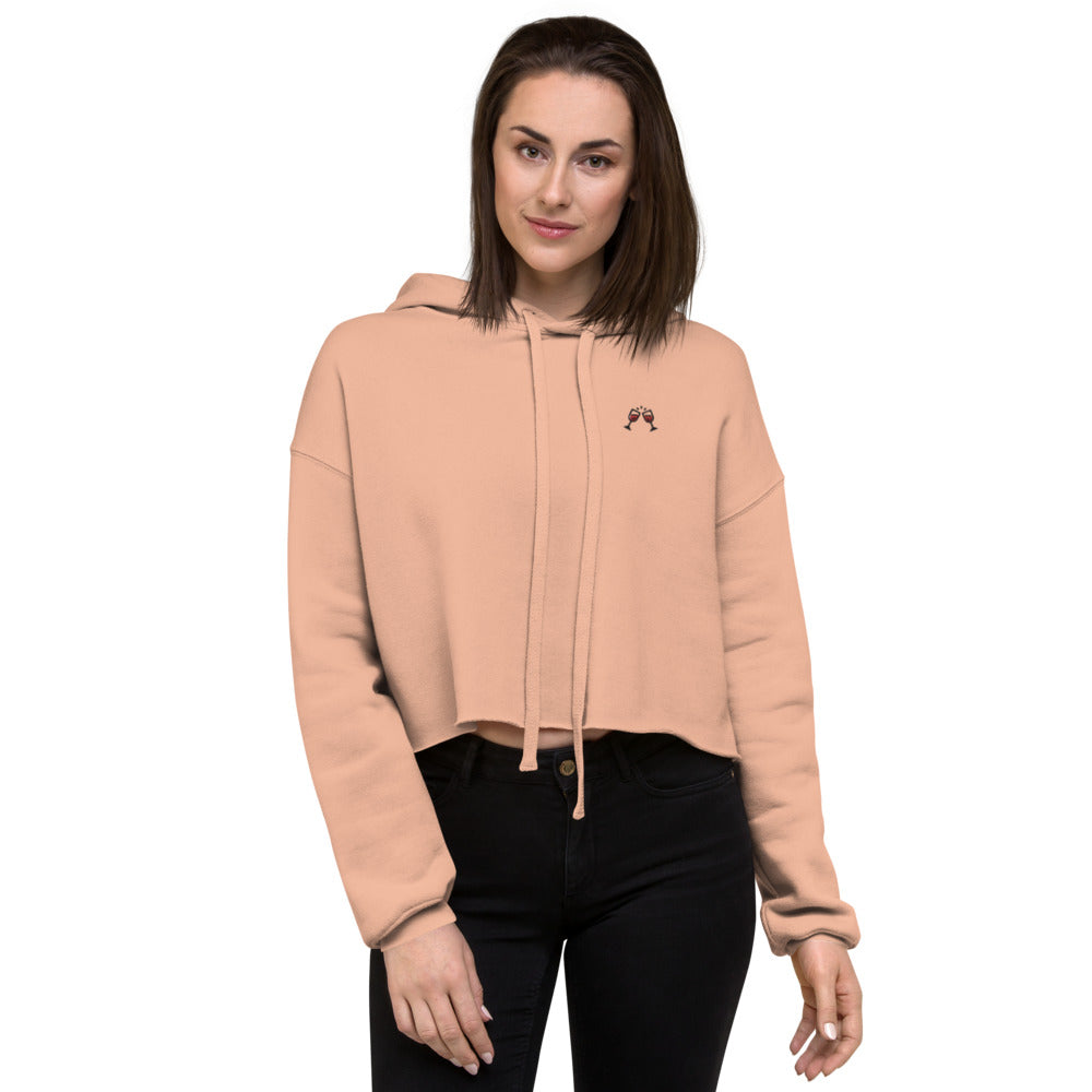 Sweat à Capuche Crop-Top brodé Femme Wine (+2 Couleurs)