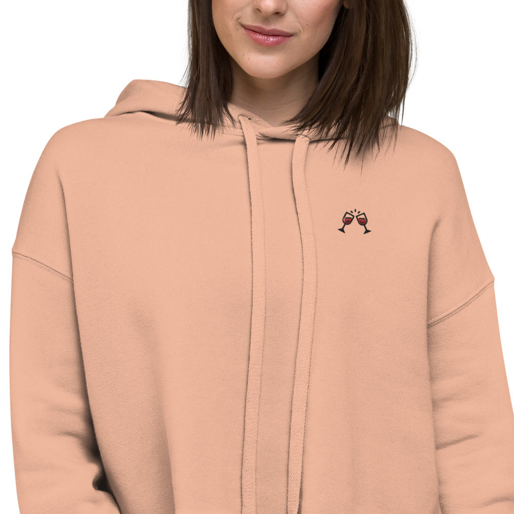 Sweat à Capuche Crop-Top brodé Femme Wine (+2 Couleurs)