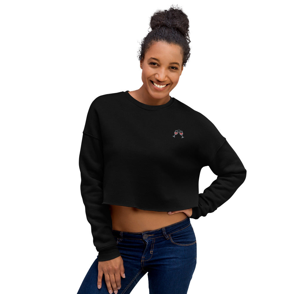 Sweat-Shirt Crop-Top brodé Femme Wine (+2 Couleurs)