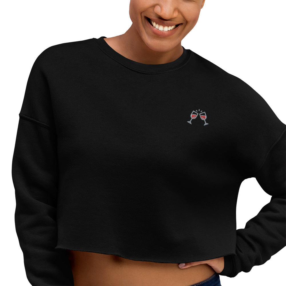 Sweat-Shirt Crop-Top brodé Femme Wine (+2 Couleurs)