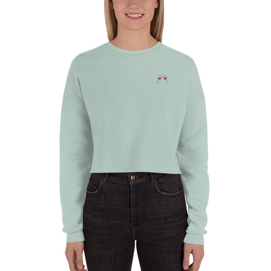 Sweat-Shirt Crop-Top brodé Femme Wine (+2 Couleurs)