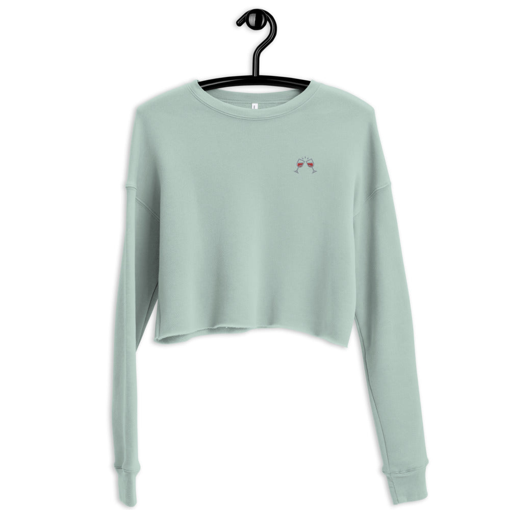 Sweat-Shirt Crop-Top brodé Femme Wine (+2 Couleurs)