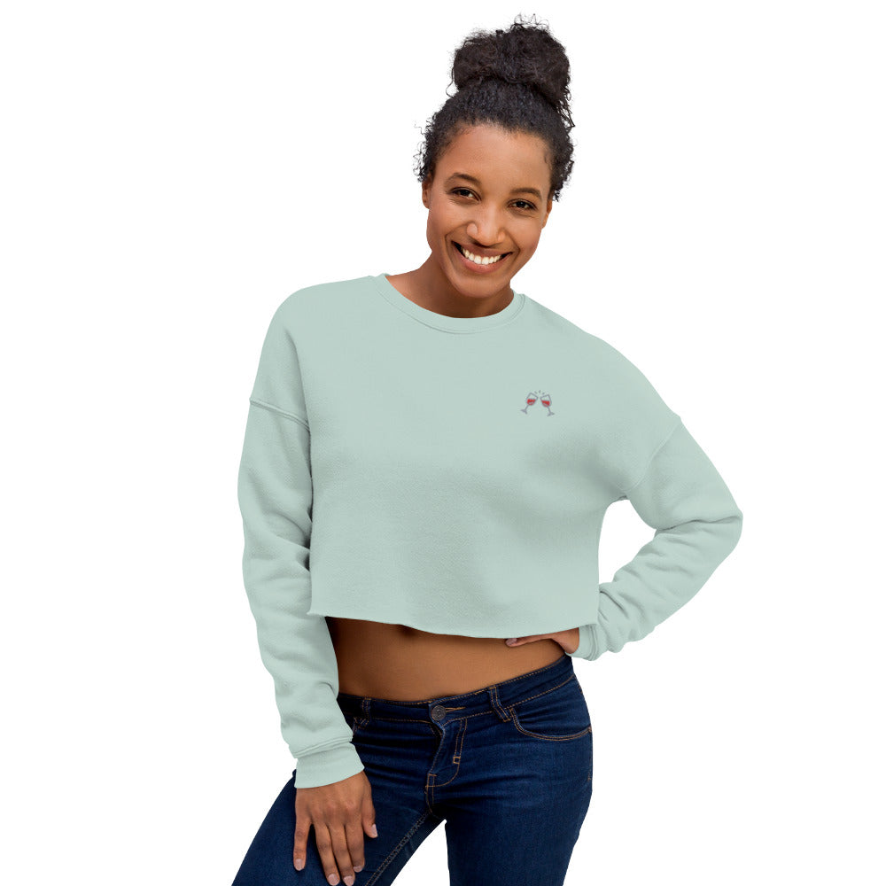 Sweat-Shirt Crop-Top brodé Femme Wine (+2 Couleurs)