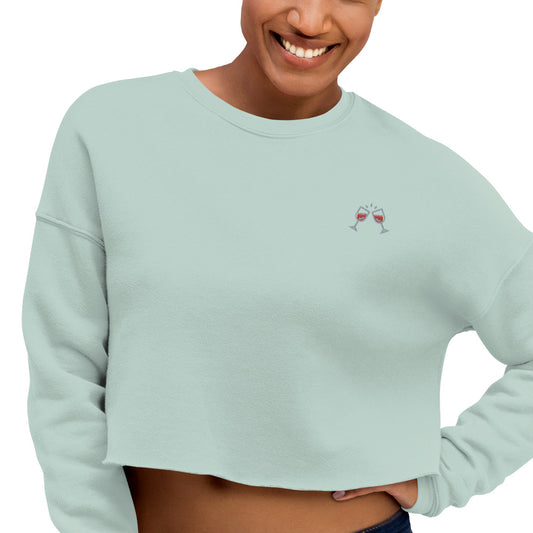 Sweat-Shirt Crop-Top brodé Femme Wine (+2 Couleurs)