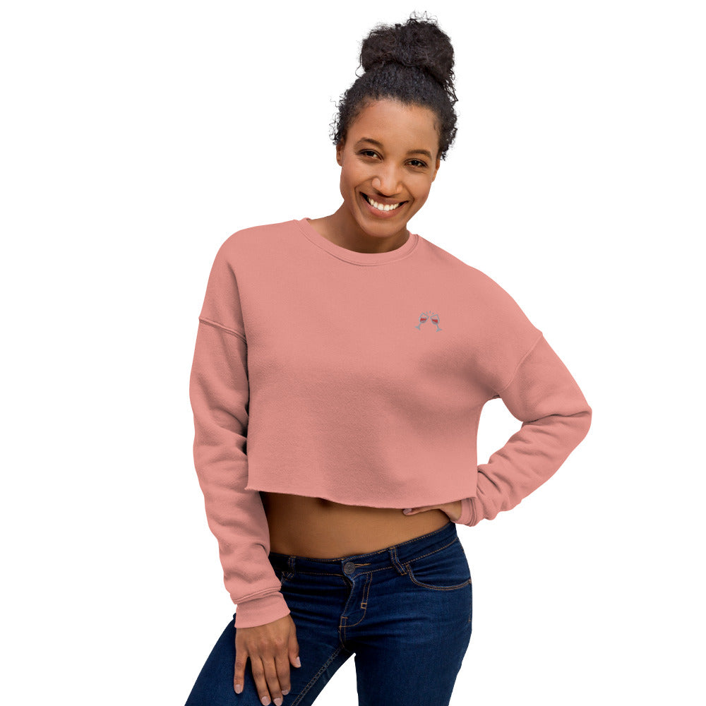 Sweat-Shirt Crop-Top brodé Femme Wine (+2 Couleurs)