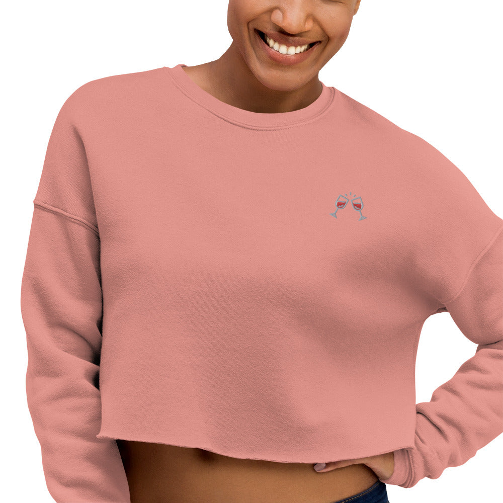 Sweat-Shirt Crop-Top brodé Femme Wine (+2 Couleurs)